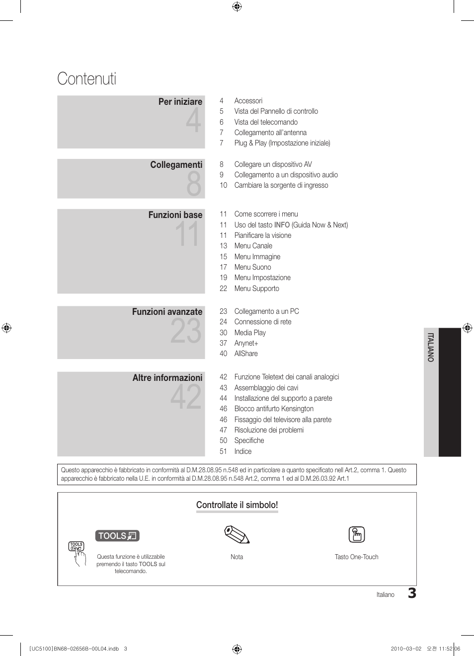 Contenuti | Samsung UE40C5100QW User Manual | Page 153 / 203
