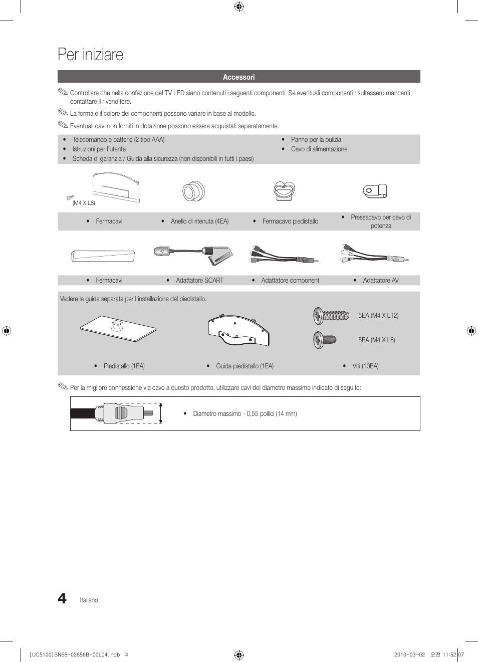 Per iniziare | Samsung UE40C5100QW User Manual | Page 154 / 203