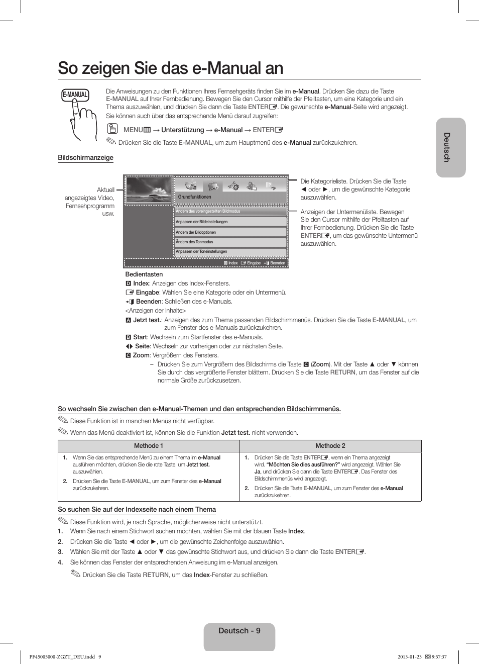 So zeigen sie das e-manual an | Samsung PS64F5000AK User Manual | Page 27 / 75