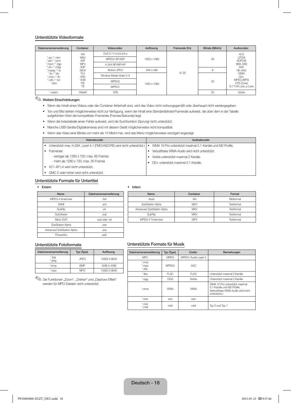 Deutsch - 18 | Samsung PS64F5000AK User Manual | Page 36 / 75