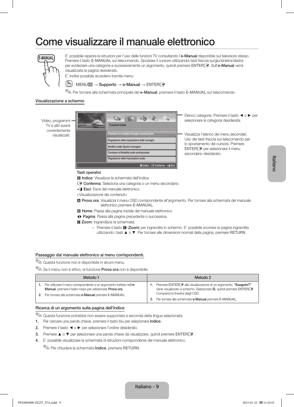 Come visualizzare il manuale elettronico | Samsung PS64F5000AK User Manual | Page 63 / 75