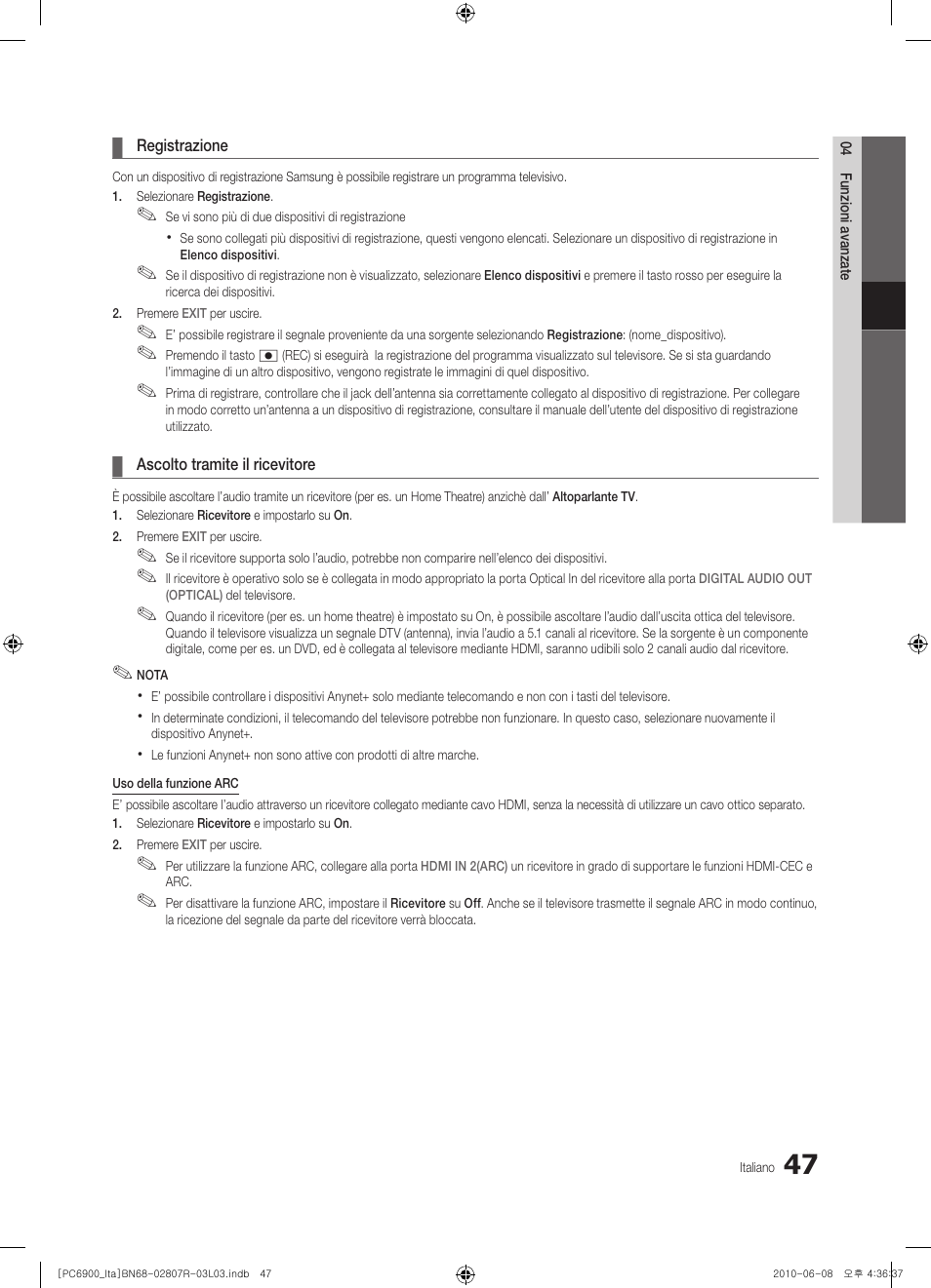 Samsung PS50C6900YP User Manual | Page 109 / 190