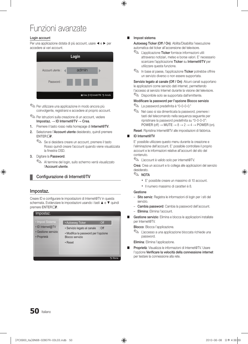 Funzioni avanzate, Impostaz | Samsung PS50C6900YP User Manual | Page 112 / 190