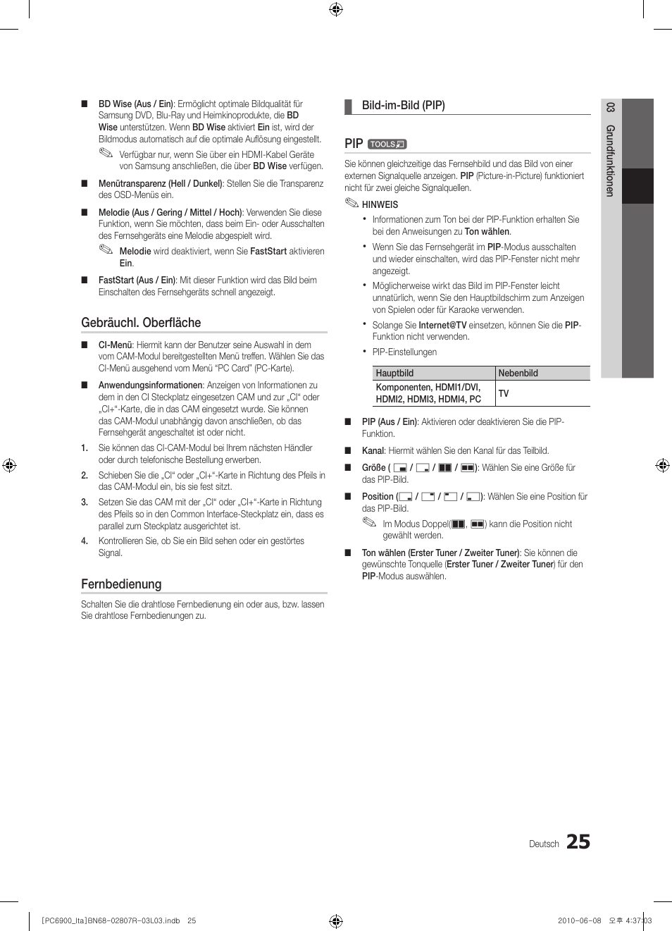 Gebräuchl. oberfläche, Fernbedienung | Samsung PS50C6900YP User Manual | Page 151 / 190