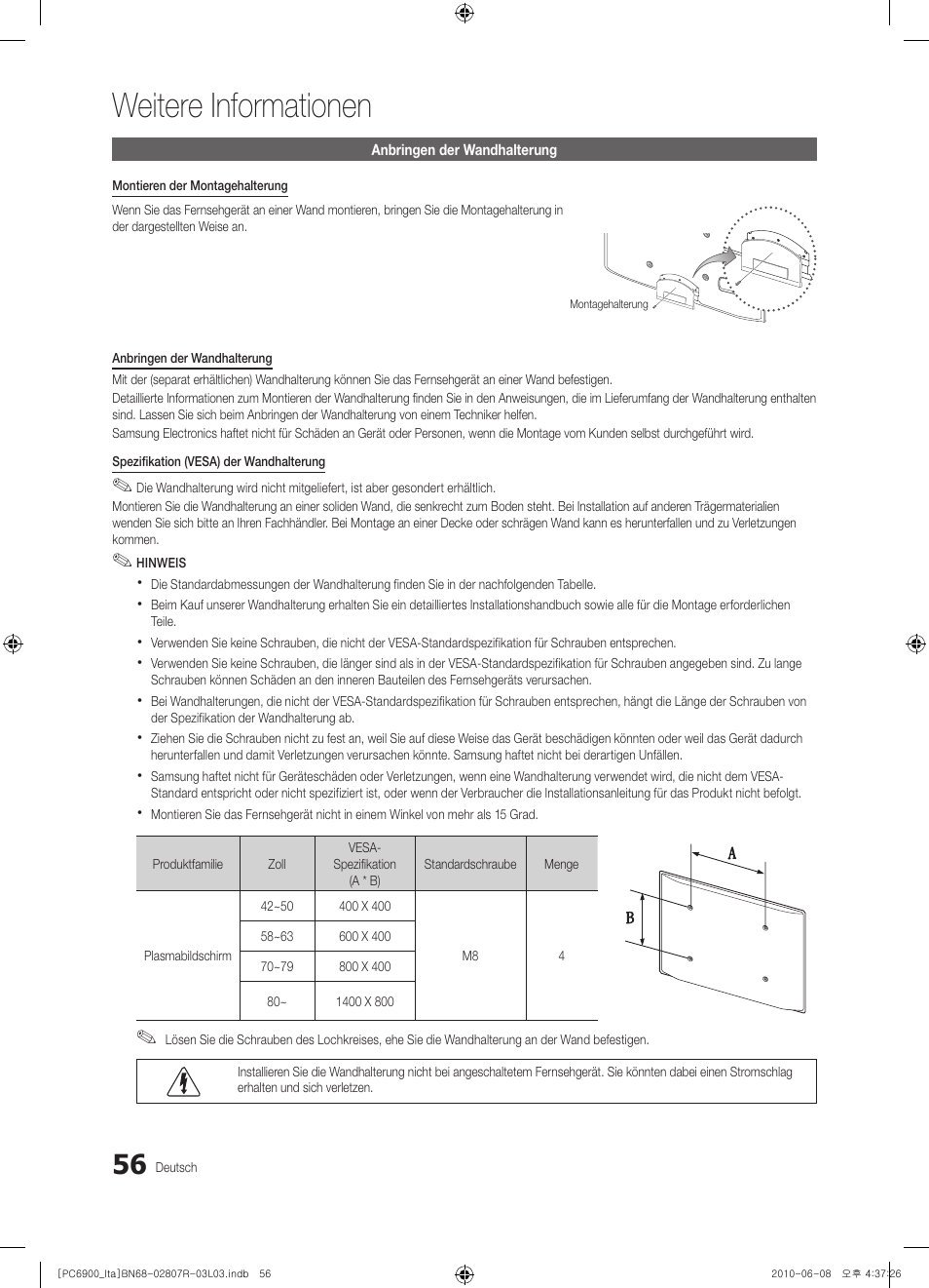 Weitere informationen | Samsung PS50C6900YP User Manual | Page 182 / 190