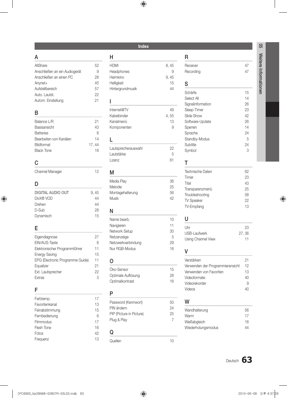 Samsung PS50C6900YP User Manual | Page 189 / 190
