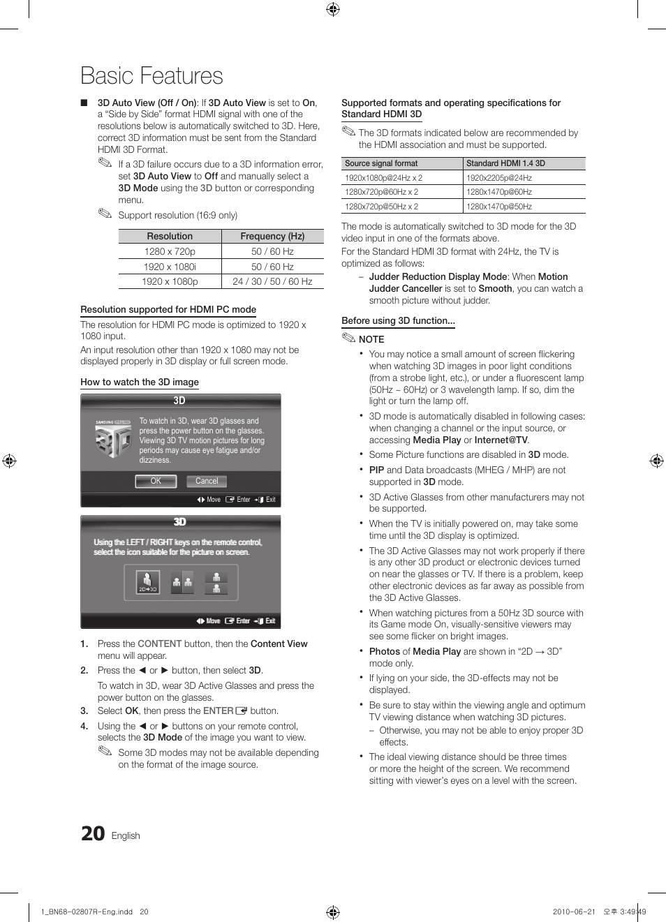 Basic features | Samsung PS50C6900YP User Manual | Page 20 / 190