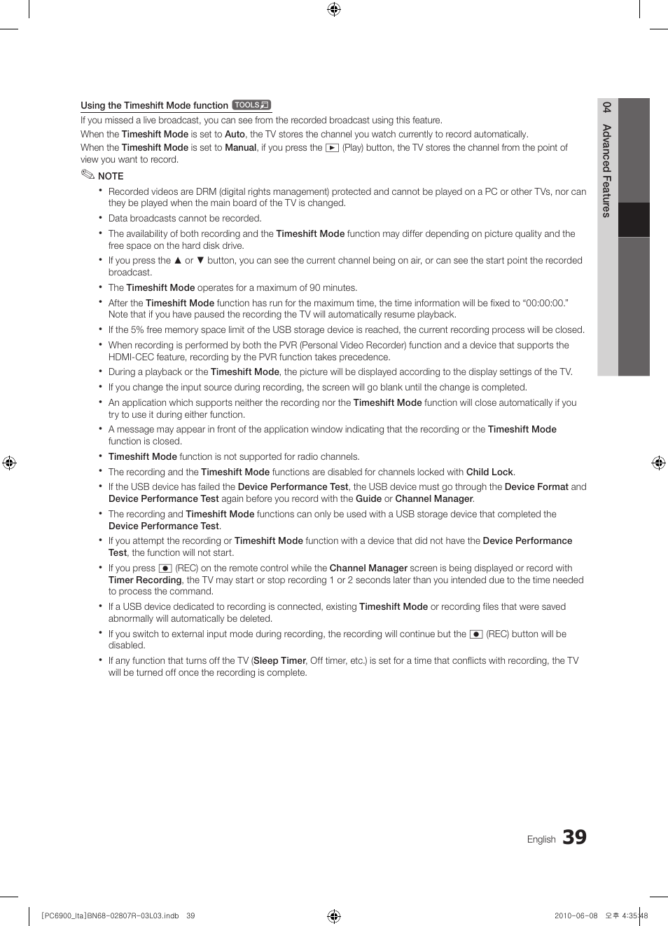 Samsung PS50C6900YP User Manual | Page 39 / 190
