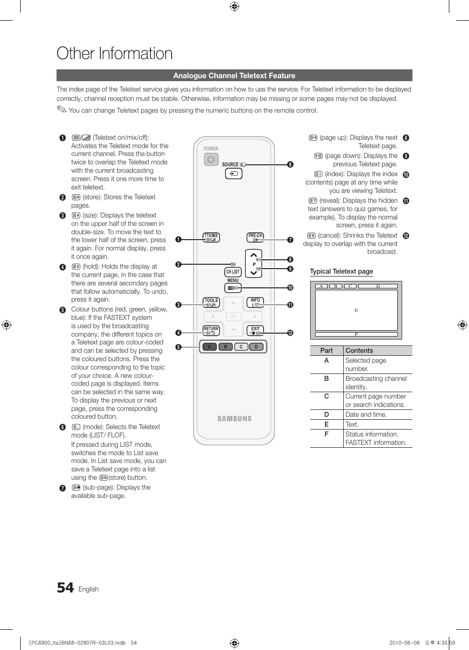 Other information | Samsung PS50C6900YP User Manual | Page 54 / 190