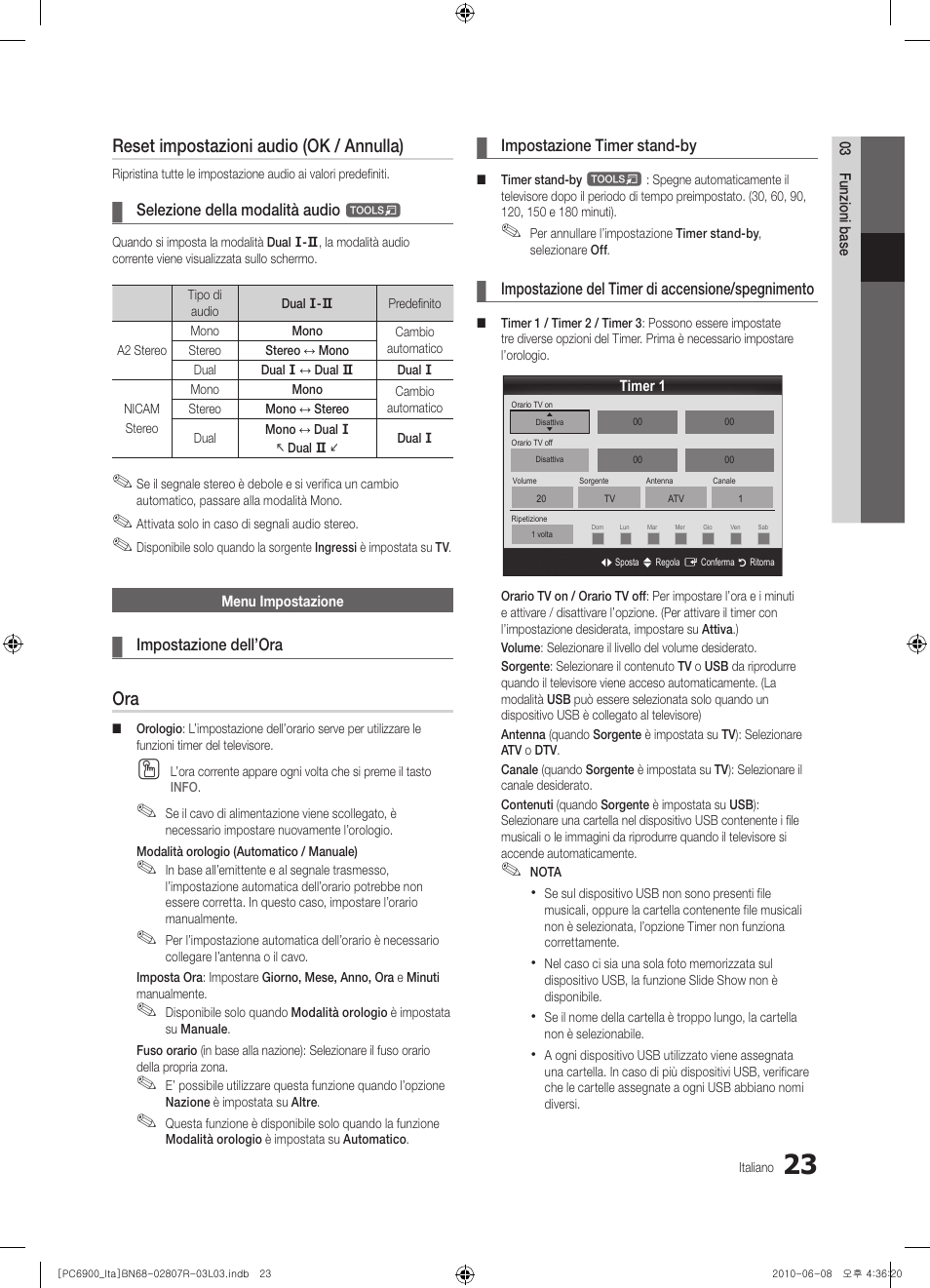 Reset impostazioni audio (ok / annulla) | Samsung PS50C6900YP User Manual | Page 85 / 190