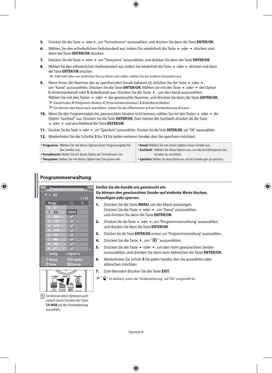 Programmverwaltung | Samsung LE40M91B User Manual | Page 101 / 320