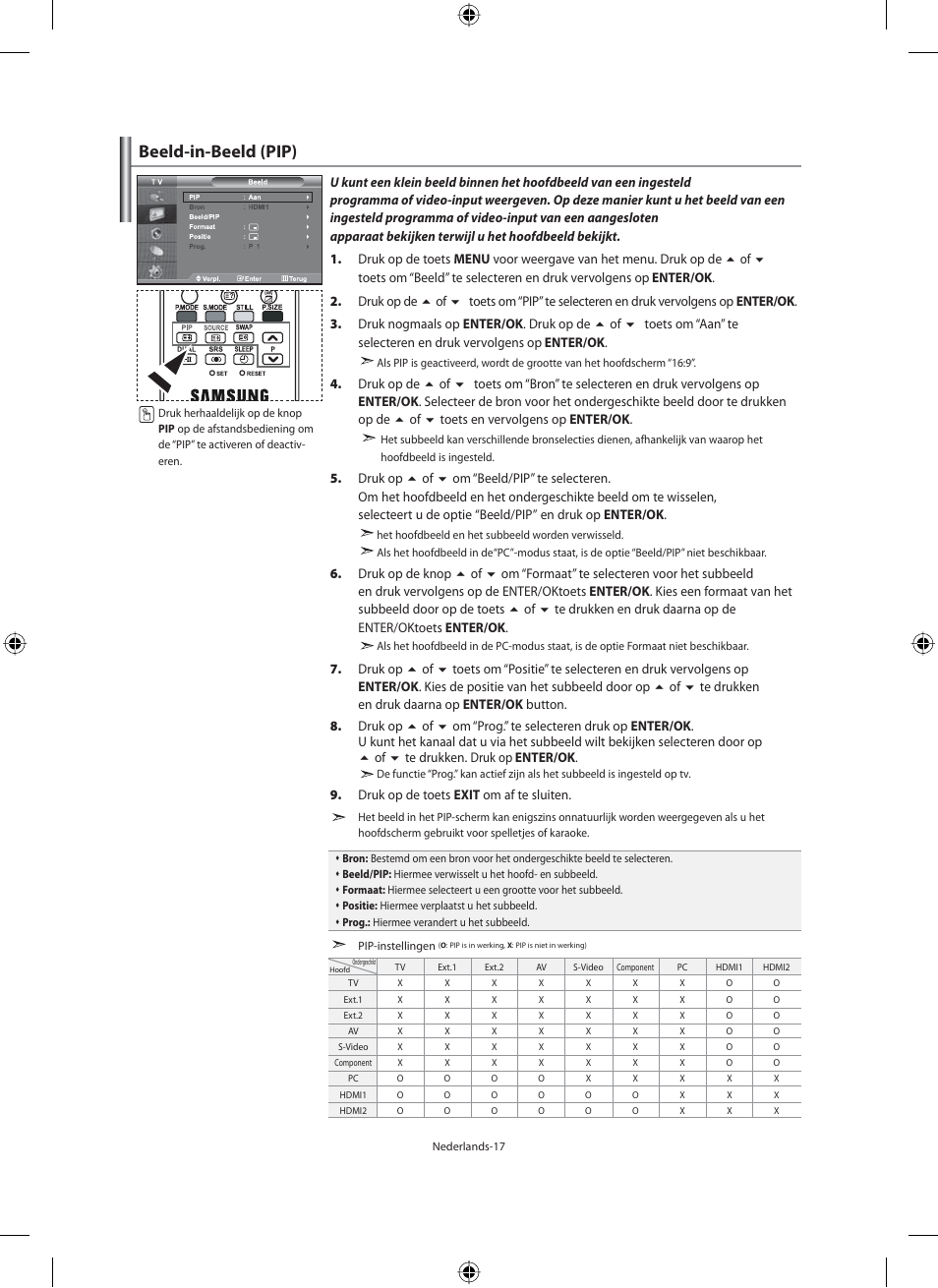 Beeld-in-beeld (pip) | Samsung LE40M91B User Manual | Page 154 / 320