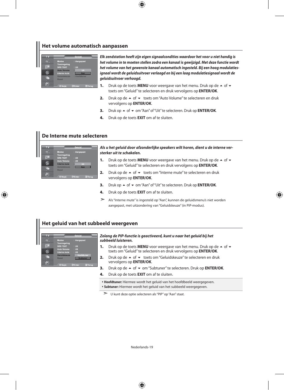 Het volume automatisch aanpassen | Samsung LE40M91B User Manual | Page 156 / 320