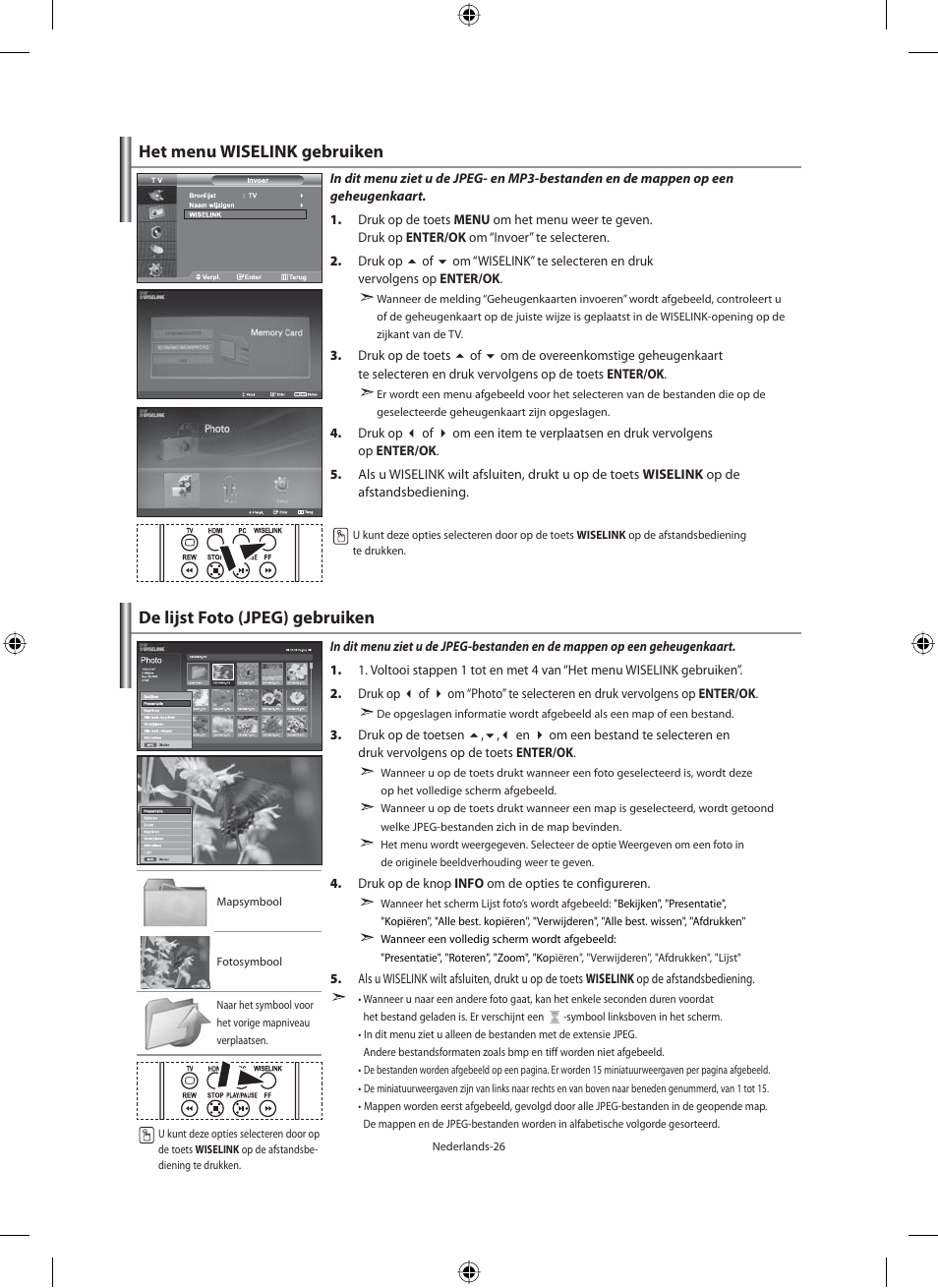 Het menu wiselink gebruiken, De lijst foto (jpeg) gebruiken | Samsung LE40M91B User Manual | Page 163 / 320