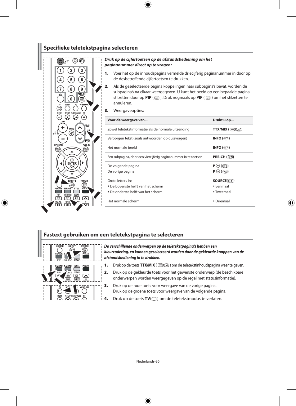Specifieke teletekstpagina selecteren | Samsung LE40M91B User Manual | Page 173 / 320