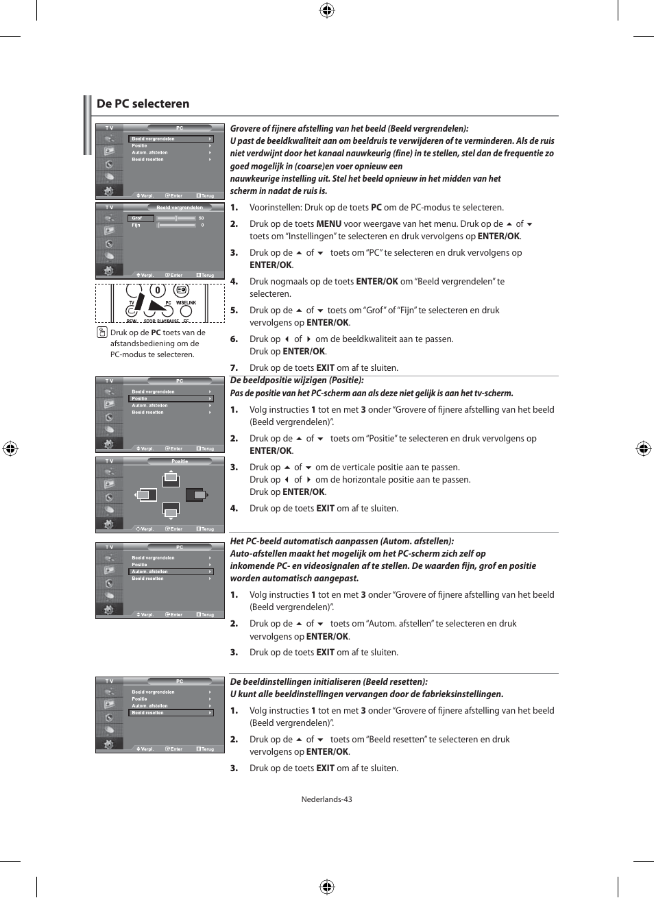 De pc selecteren | Samsung LE40M91B User Manual | Page 180 / 320