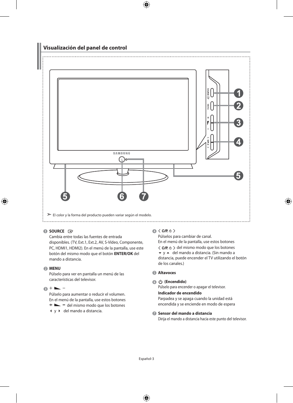 Visualización del panel de control | Samsung LE40M91B User Manual | Page 185 / 320