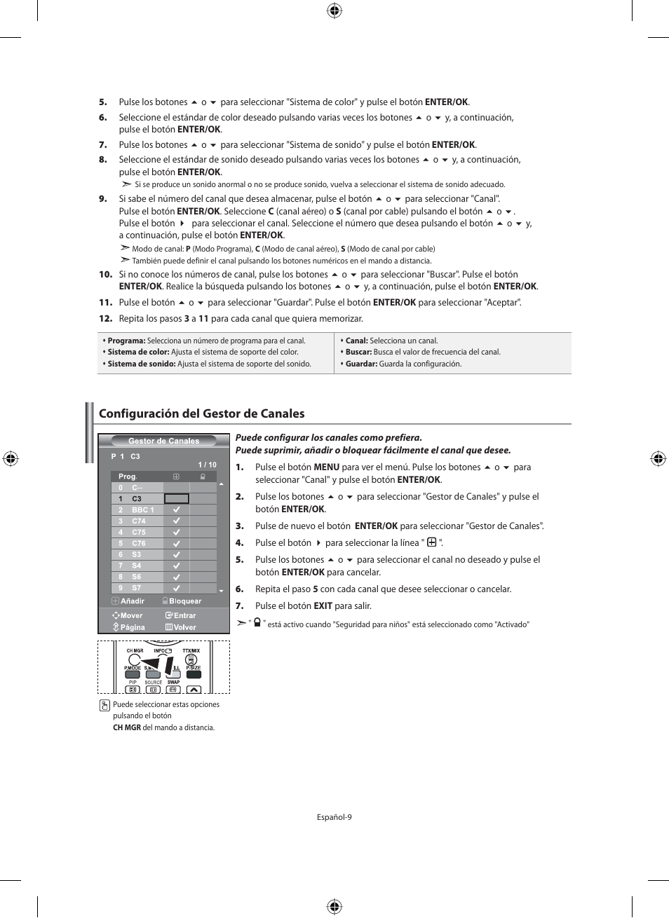Configuración del gestor de canales | Samsung LE40M91B User Manual | Page 191 / 320