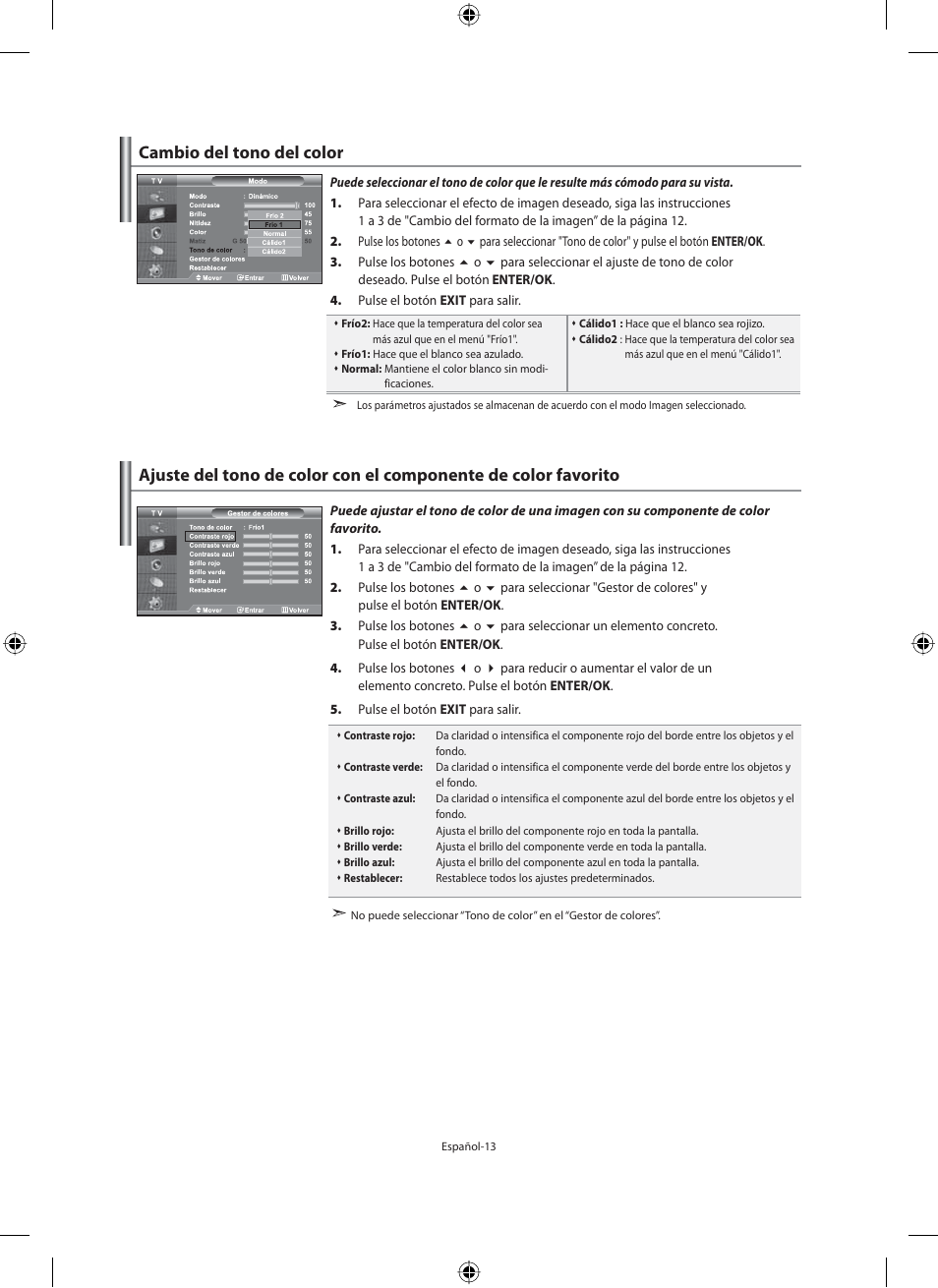Cambio del tono del color | Samsung LE40M91B User Manual | Page 195 / 320