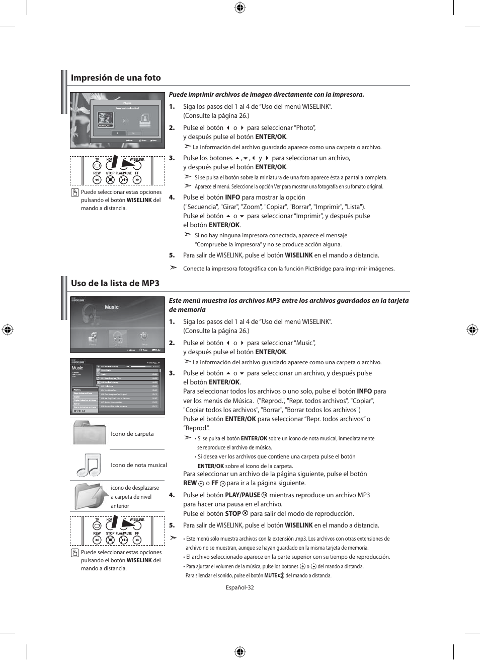 Uso de la lista de mp3, Impresión de una foto | Samsung LE40M91B User Manual | Page 214 / 320