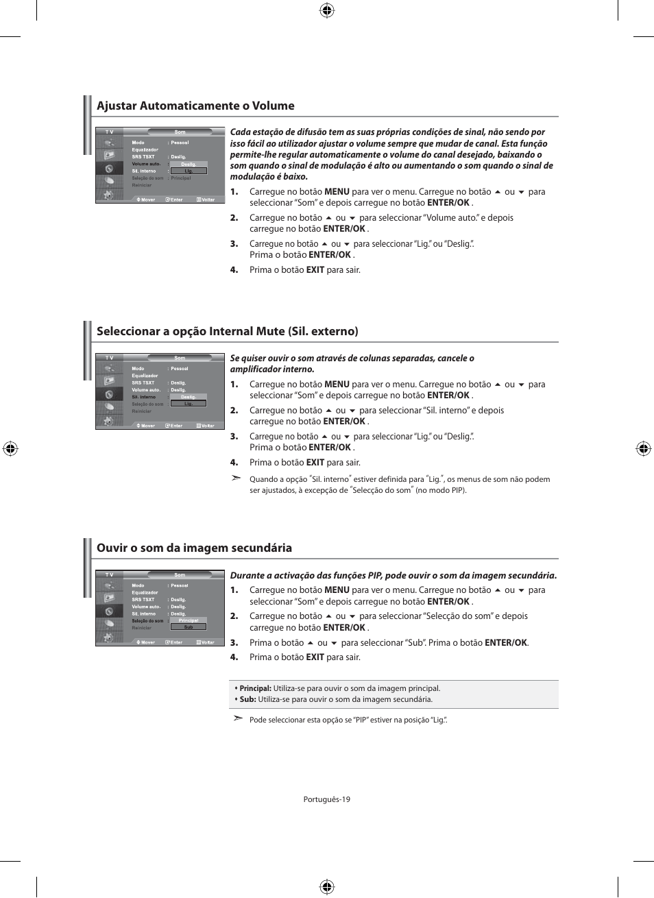 Ajustar automaticamente o volume | Samsung LE40M91B User Manual | Page 246 / 320