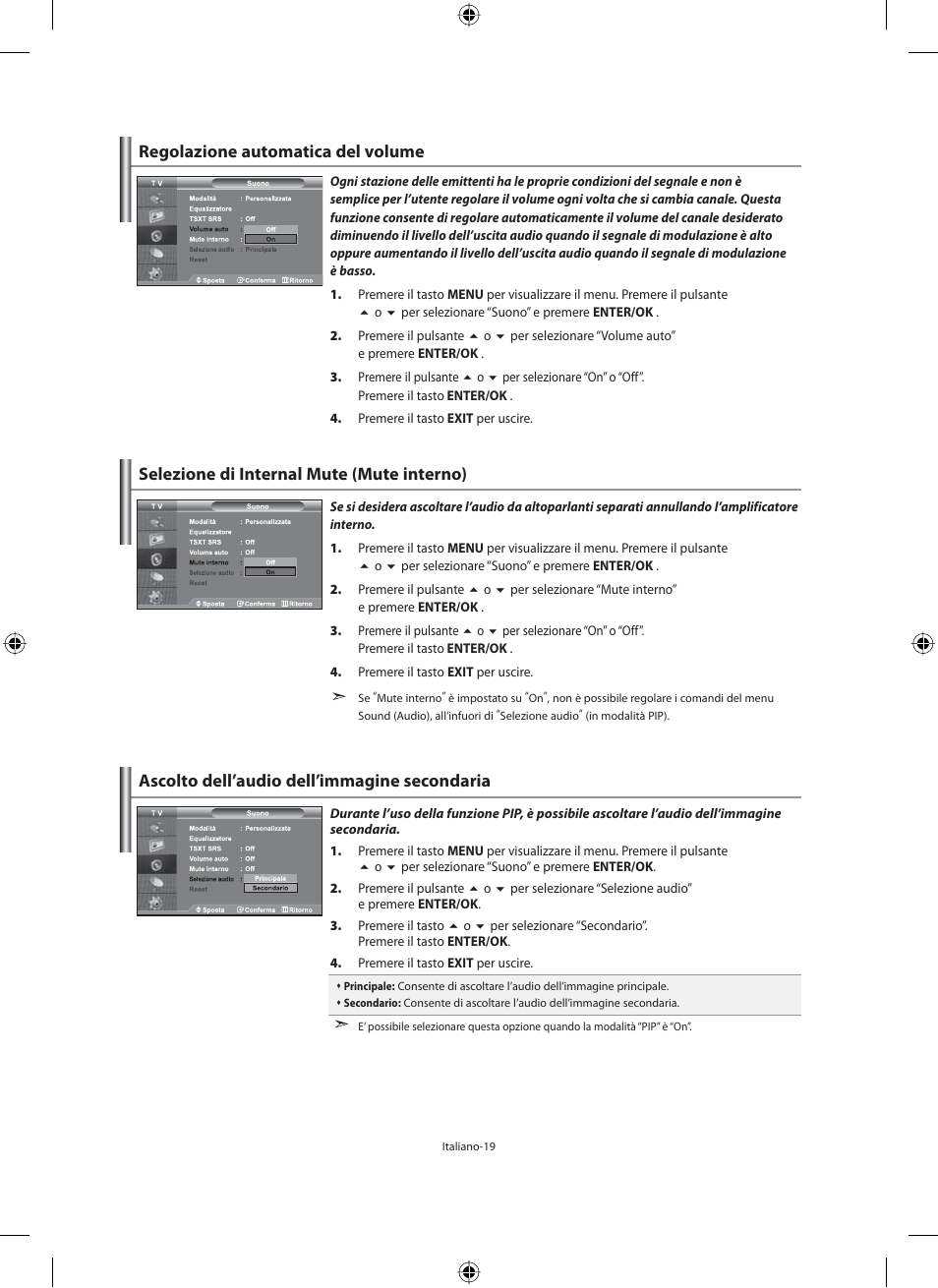 Regolazione automatica del volume | Samsung LE40M91B User Manual | Page 291 / 320