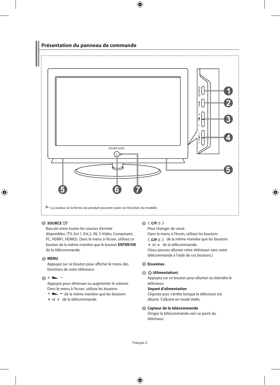 Présentation du panneau de commande | Samsung LE40M91B User Manual | Page 50 / 320