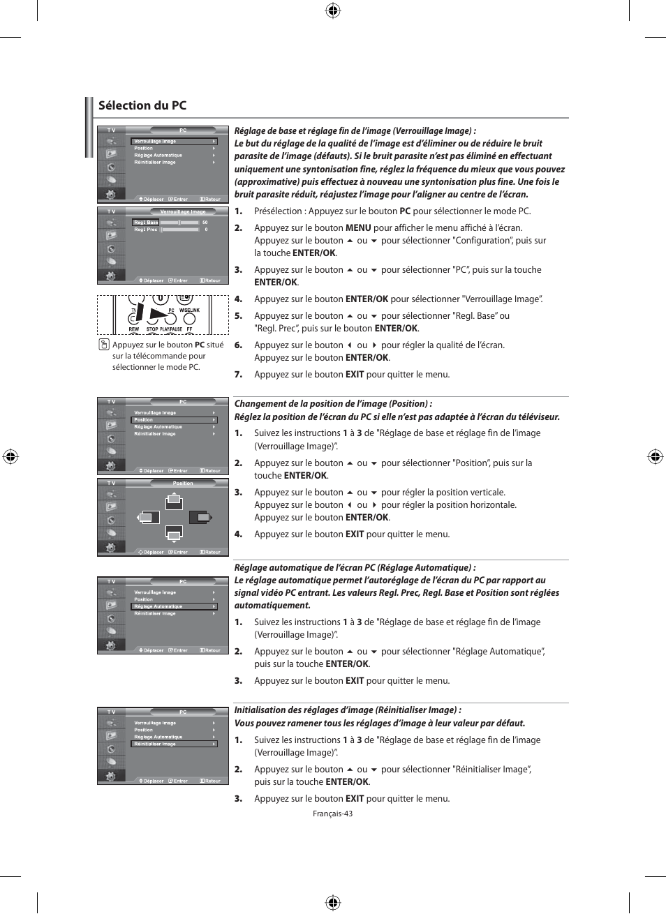 Sélection du pc | Samsung LE40M91B User Manual | Page 90 / 320
