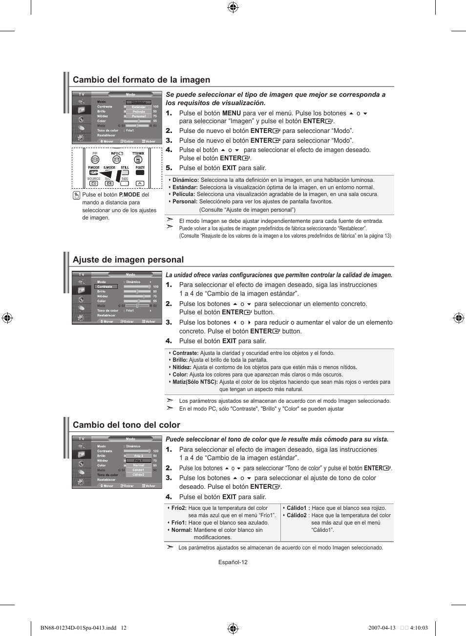 Cambio del tono del color | Samsung LE32S62B User Manual | Page 118 / 187