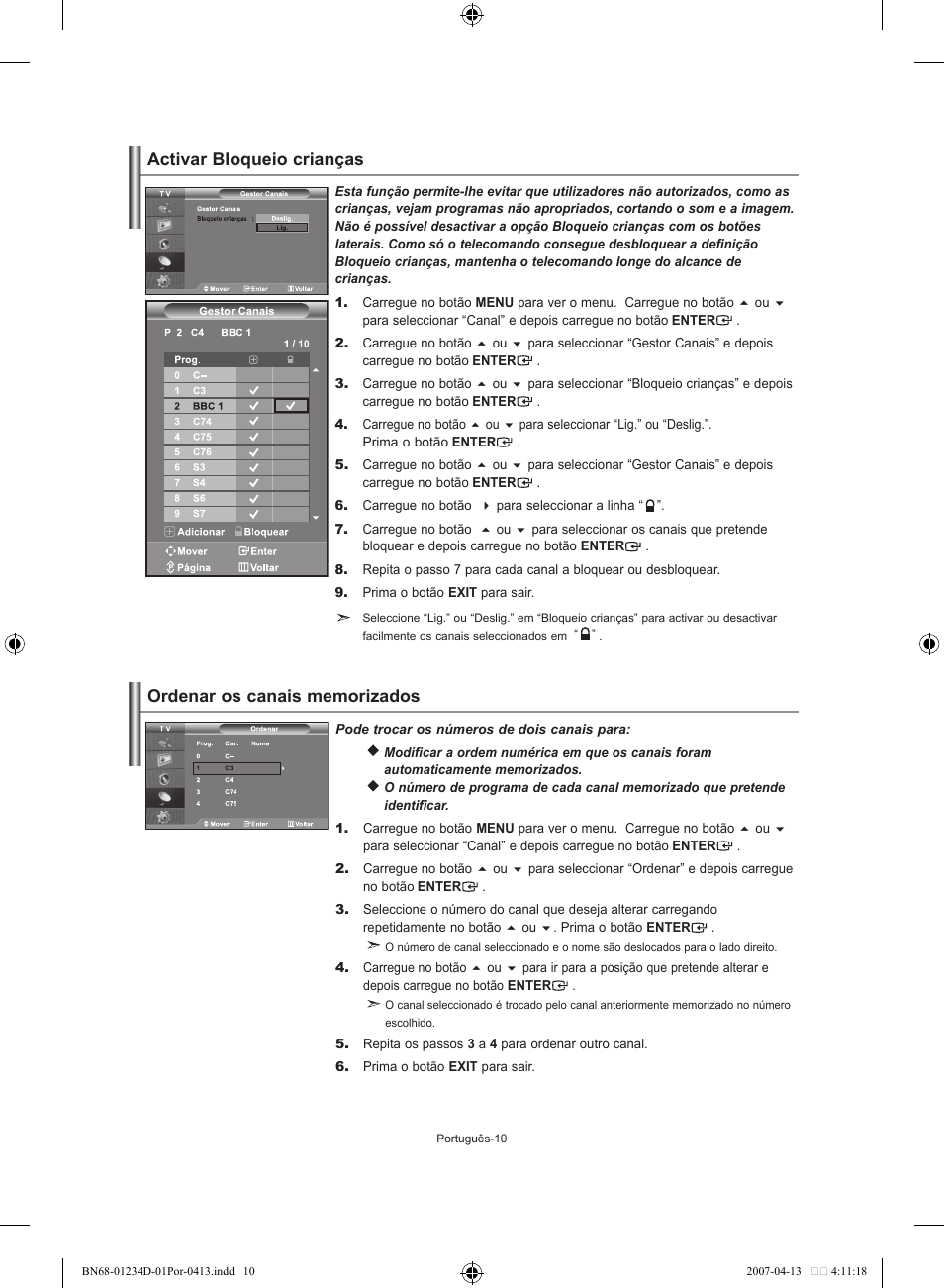 Activar bloqueio crianças | Samsung LE32S62B User Manual | Page 142 / 187