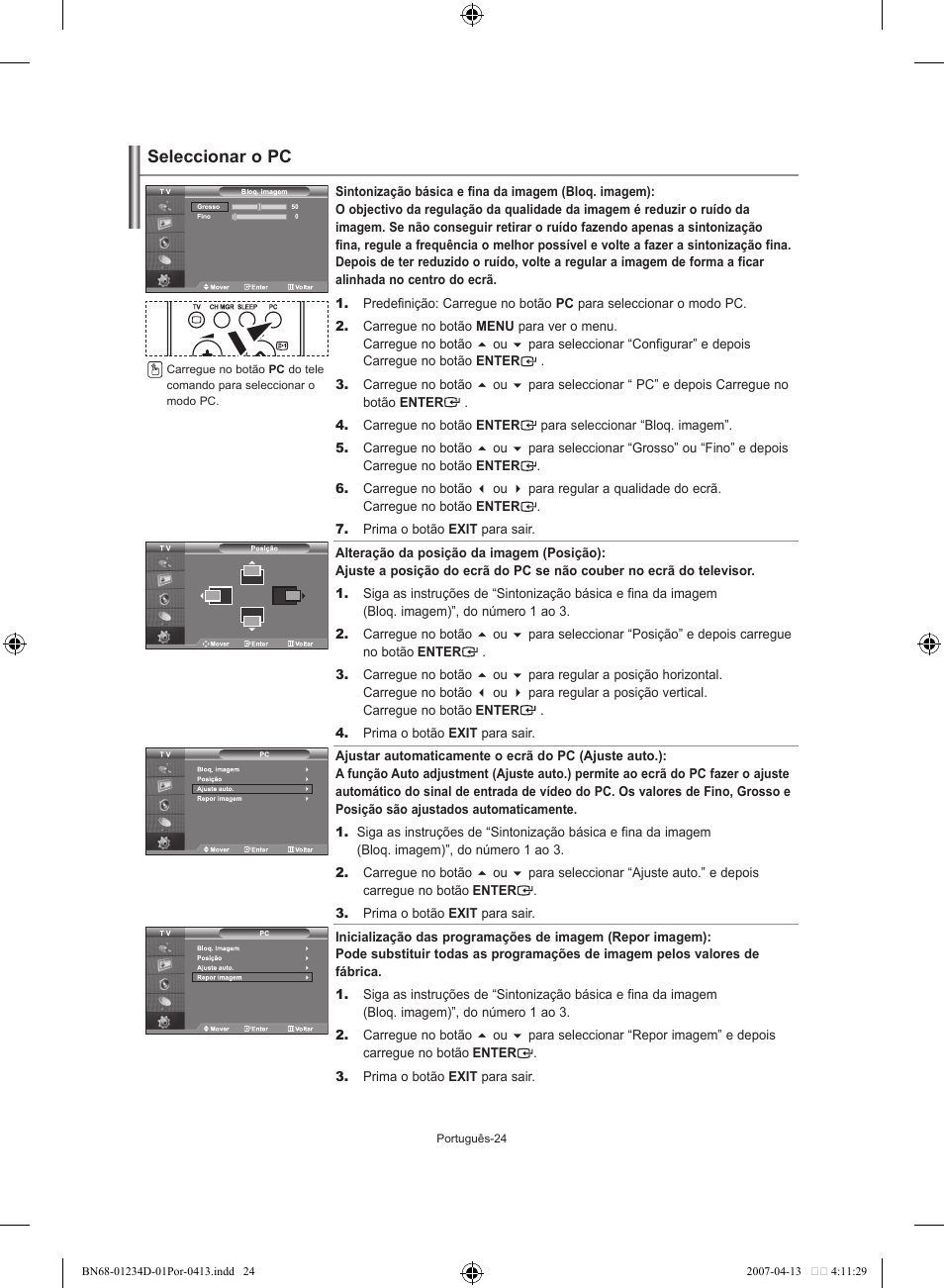 Seleccionar o pc | Samsung LE32S62B User Manual | Page 156 / 187