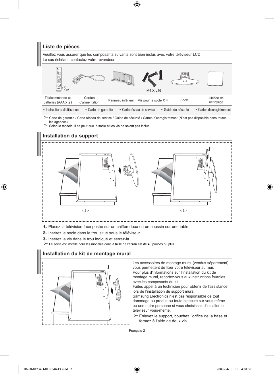 Liste de pièces | Samsung LE32S62B User Manual | Page 30 / 187