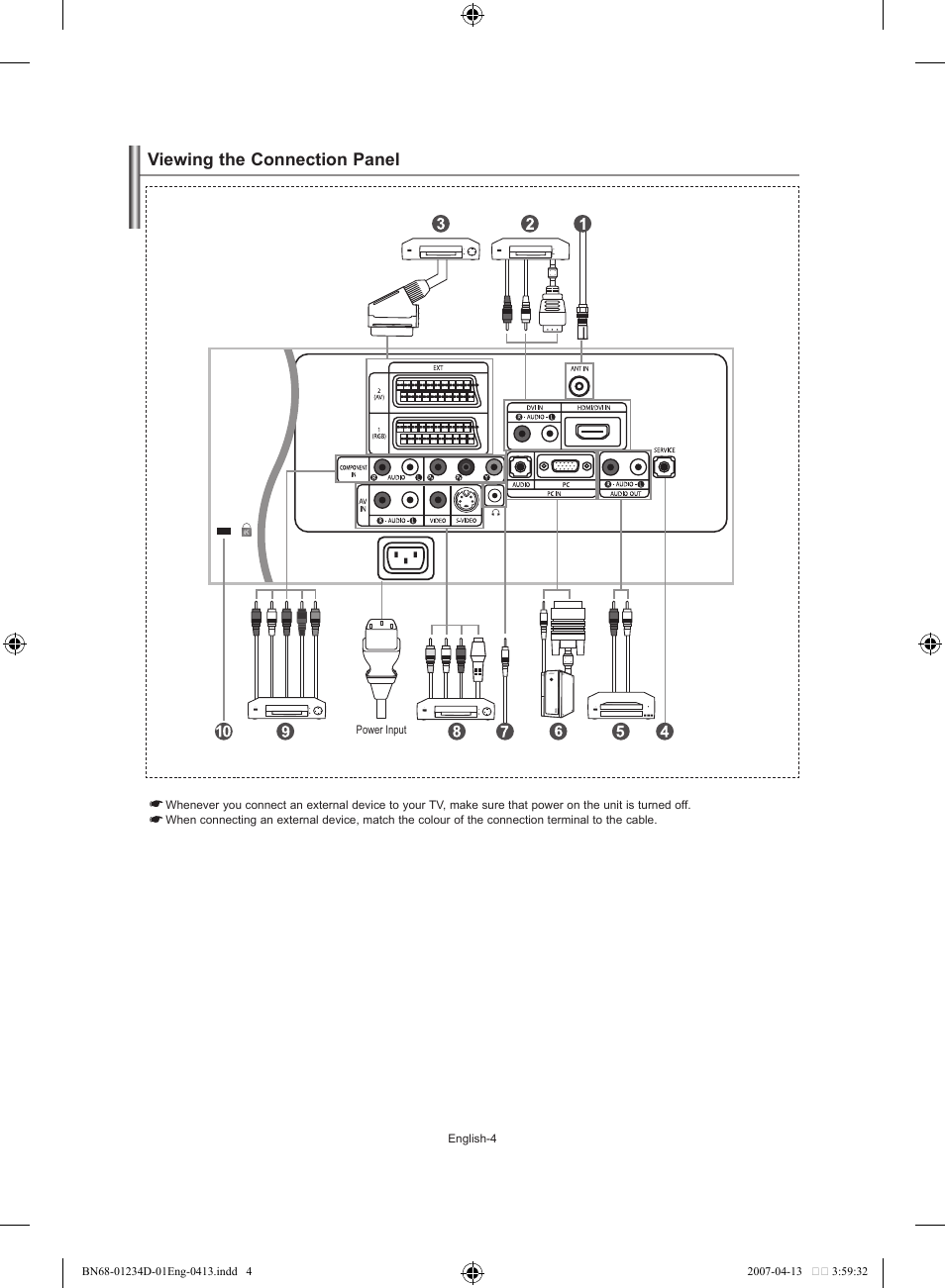 Viewing the connection panel | Samsung LE32S62B User Manual | Page 6 / 187