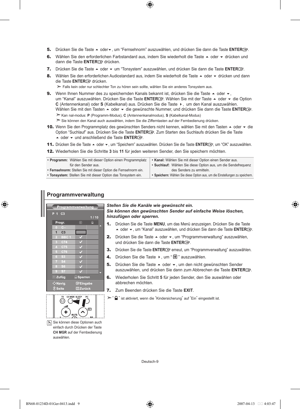 Programmverwaltung | Samsung LE32S62B User Manual | Page 63 / 187