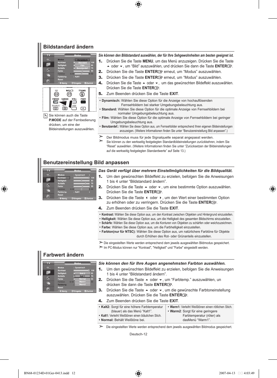 Farbwert ändern | Samsung LE32S62B User Manual | Page 66 / 187