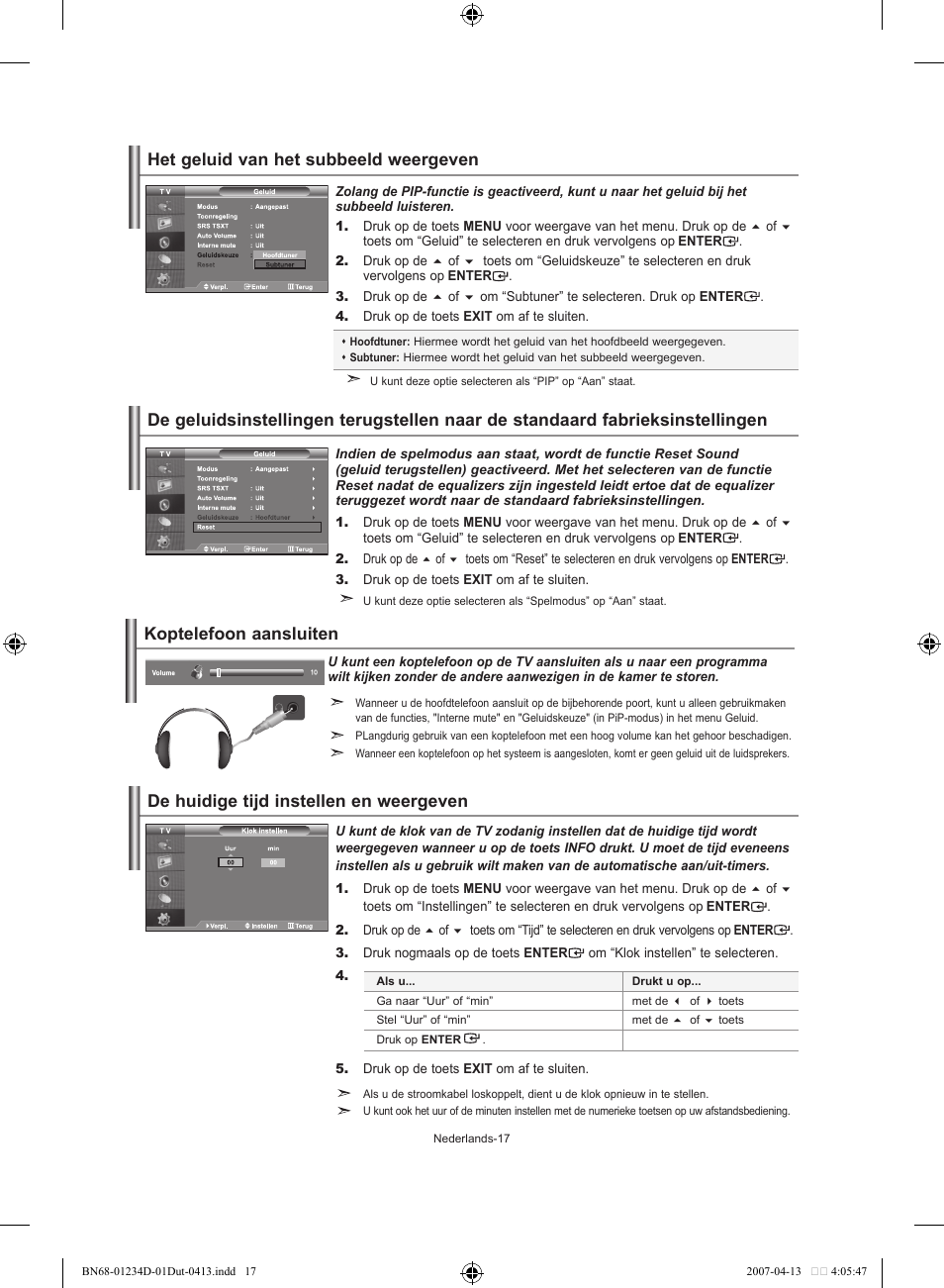 Koptelefoon aansluiten | Samsung LE32S62B User Manual | Page 97 / 187