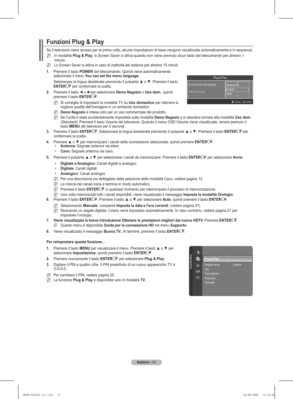 Funzioni plug & play | Samsung PS50B450B1W User Manual | Page 168 / 357
