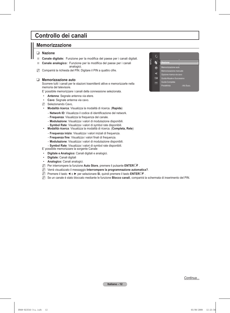 Controllo dei canali | Samsung PS50B450B1W User Manual | Page 169 / 357