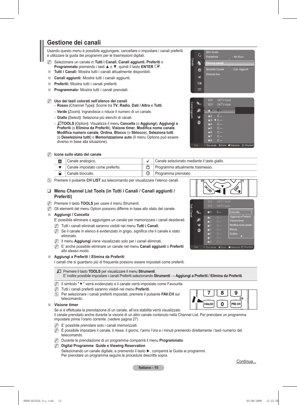 Gestione dei canali, Continua | Samsung PS50B450B1W User Manual | Page 172 / 357