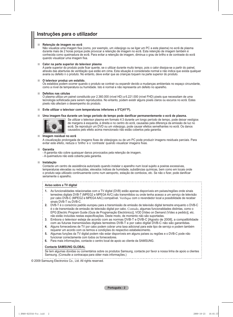 Instruções para o utilizador | Samsung PS50B450B1W User Manual | Page 238 / 357