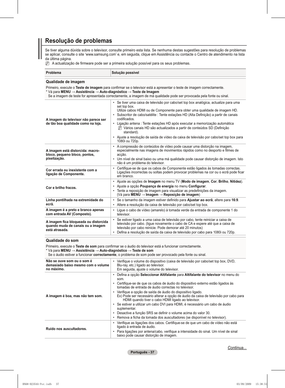 Resolução de problemas | Samsung PS50B450B1W User Manual | Page 273 / 357