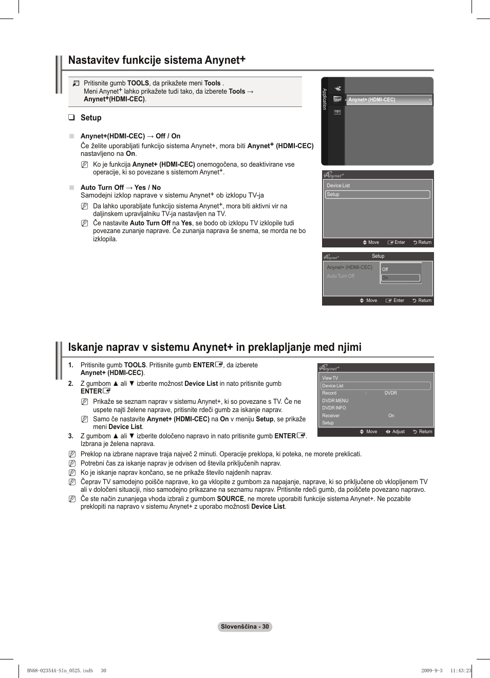 Nastavitev funkcije sistema anynet, Setup | Samsung PS50B450B1W User Manual | Page 305 / 357