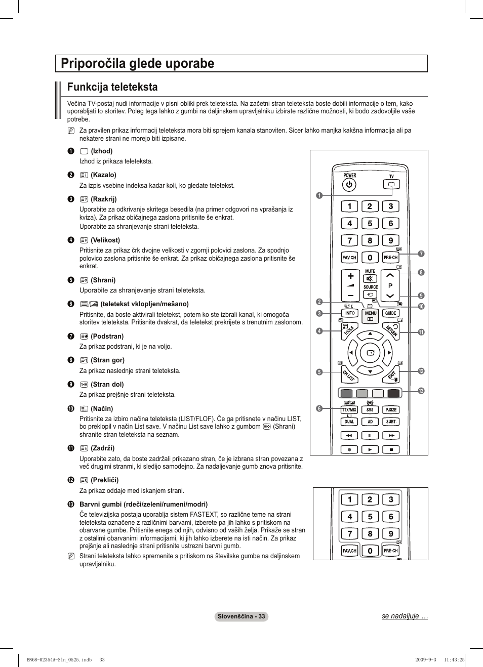 Priporočila glede uporabe, Funkcija teleteksta | Samsung PS50B450B1W User Manual | Page 308 / 357