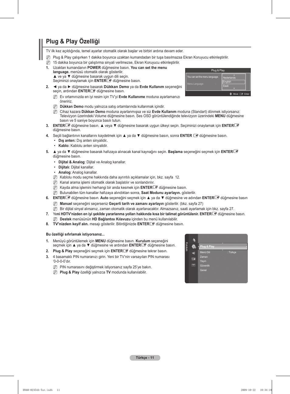 Plug & play özelliği | Samsung PS50B450B1W User Manual | Page 325 / 357