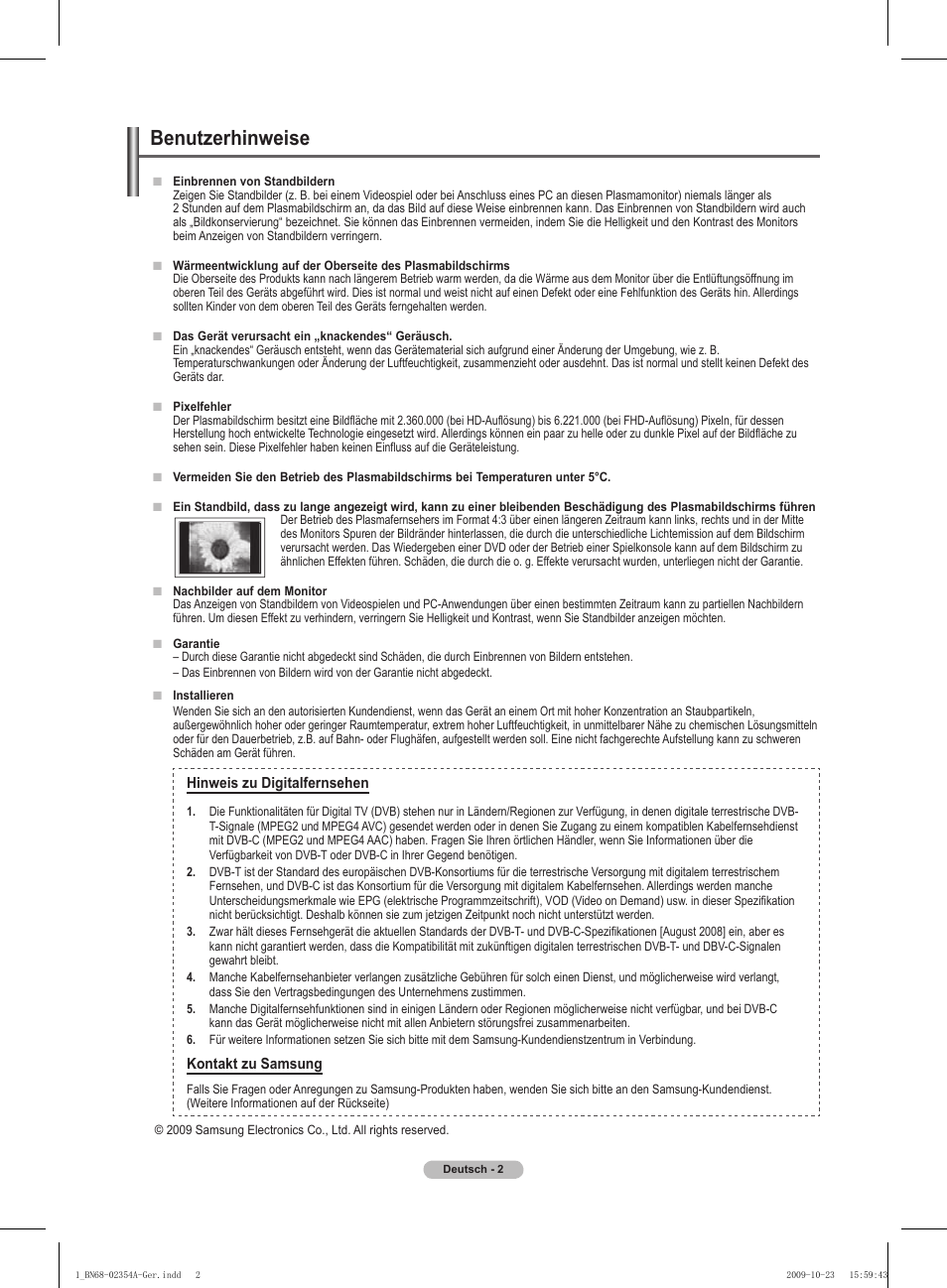 Benutzerhinweise | Samsung PS50B450B1W User Manual | Page 81 / 357