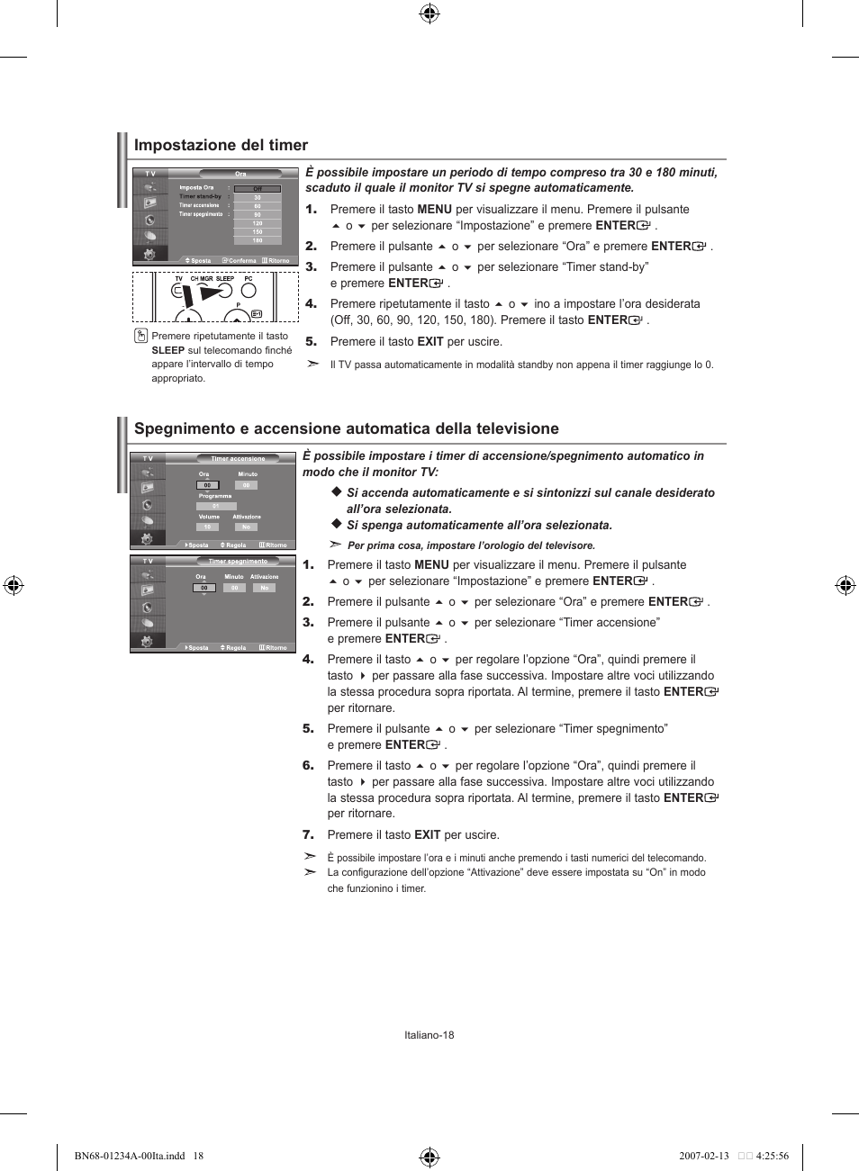 Impostazione del timer | Samsung LE40S61B User Manual | Page 176 / 187