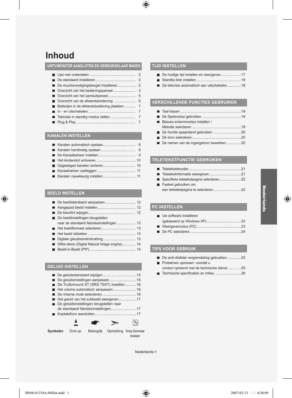 Inhoud | Samsung LE40S61B User Manual | Page 81 / 187