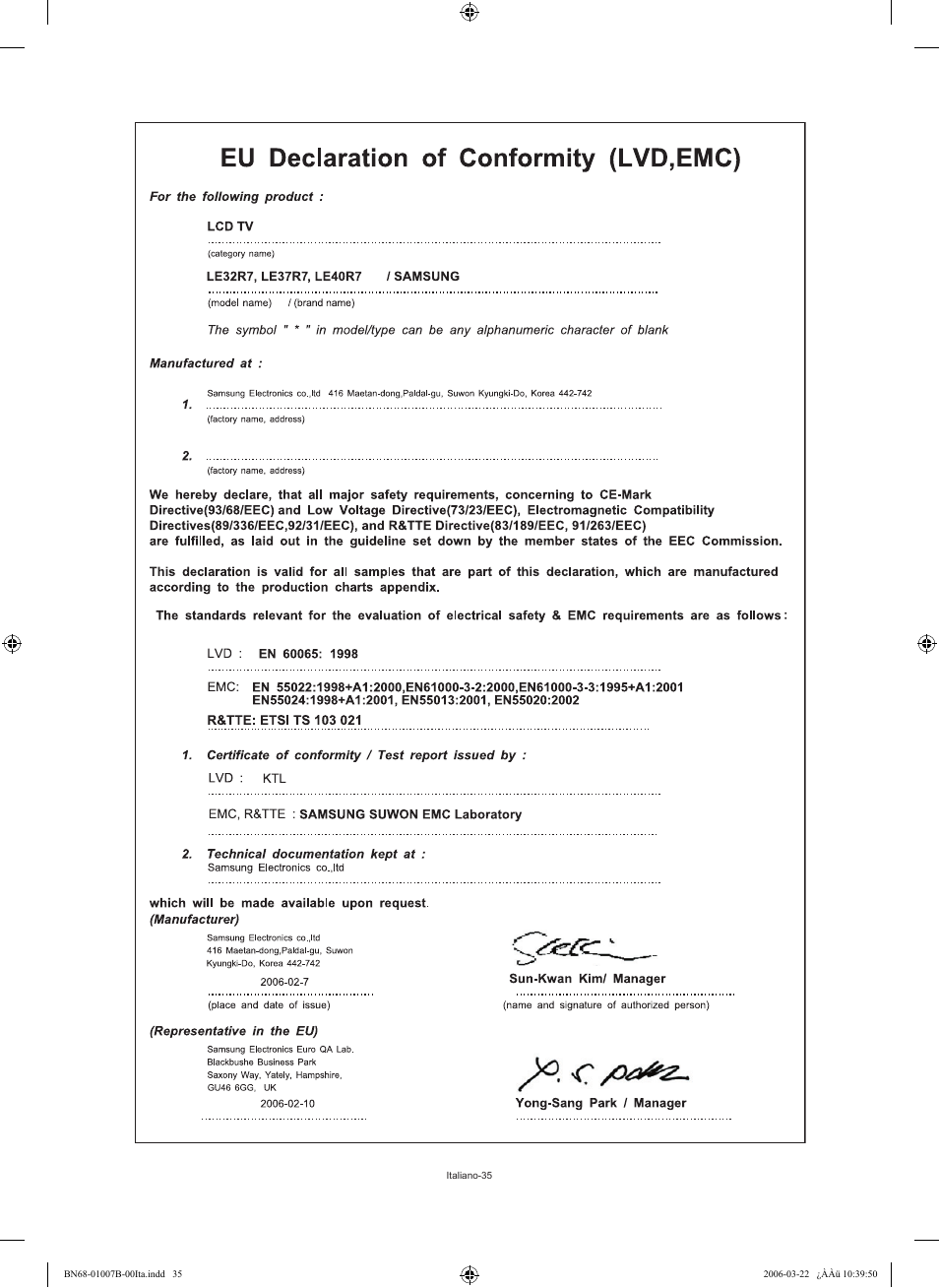 Samsung LE40R73BD User Manual | Page 71 / 107