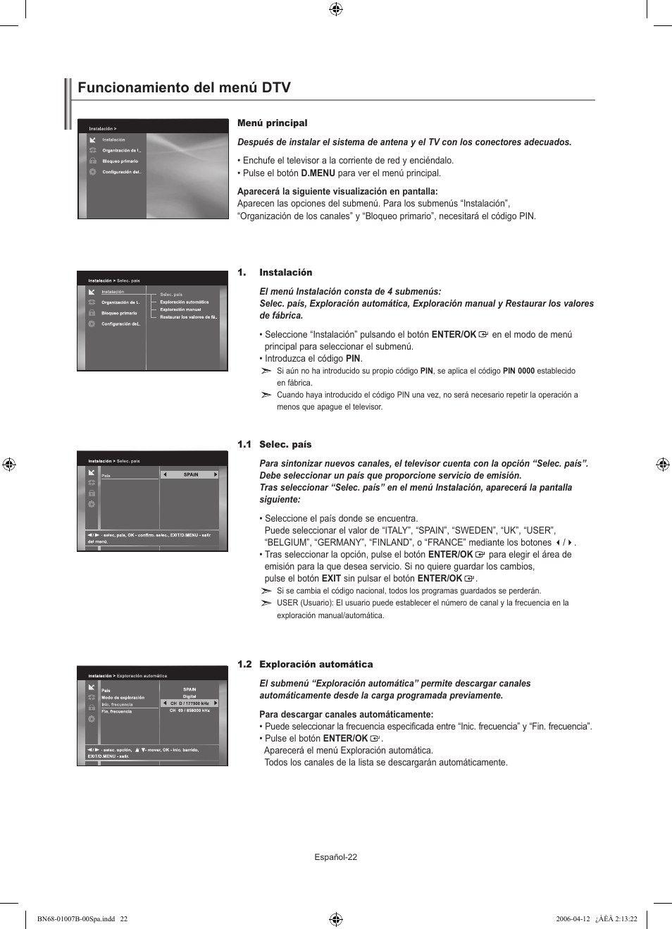 Funcionamiento del menú dtv | Samsung LE40R73BD User Manual | Page 94 / 107