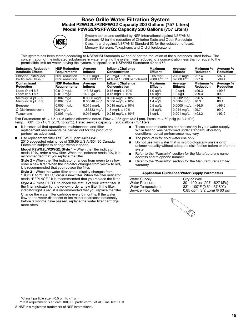 Base grille water filtration system | Amana W10321485A User Manual | Page 15 / 54